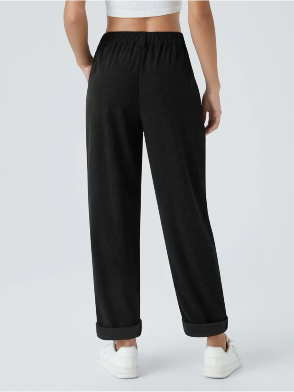 Halara Black Zipper Pocket Corduroy Casual Pants size S Tall Small Tall NEW